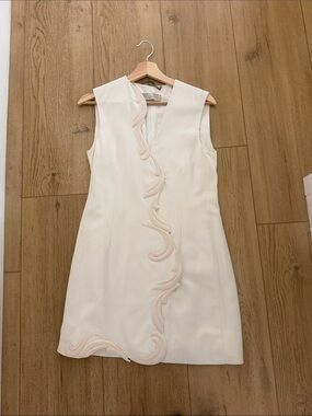 Stella McCartney Cream Mini Dress with Sculpted Trim